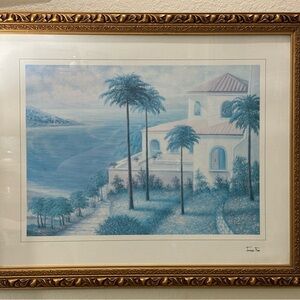 JAMES FAN FRAMED ART PRINT Signed, Frame is 32W x 25L